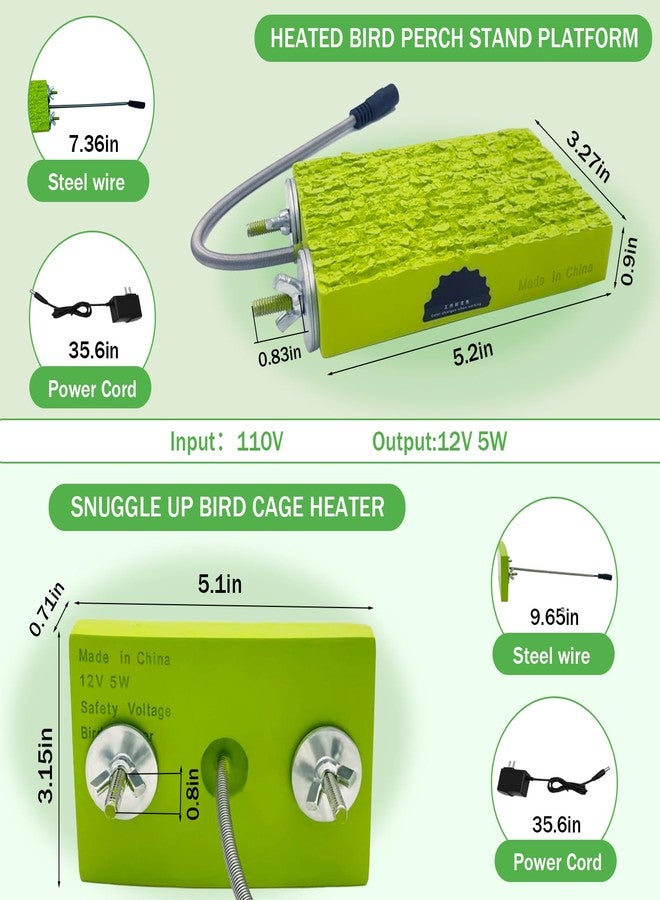 WEIYOONS 2-Pack Bird Heater for Cage Bird Warmer Snuggle-Up Perch Stand for Parrots, Small Pet Birds, Mini Macaw, Conure, African Grey, Hamsters, Chinchillas and Hedgehogs, 12V 5W - Image 2